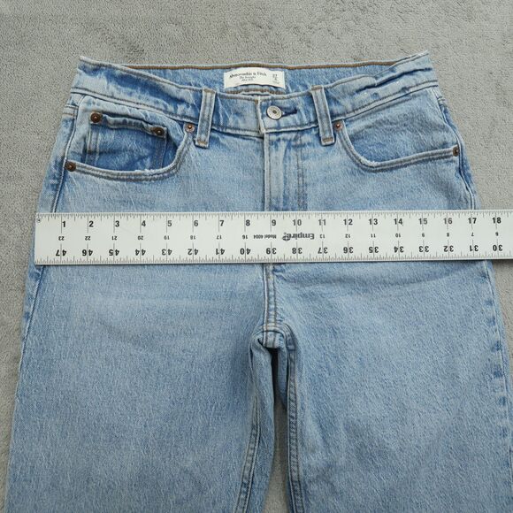 Abercrombie & Fitch Jeans Womens 4L Blue Mid-Rise Straight 32" Inseam Distressed - Picture 7 of 16